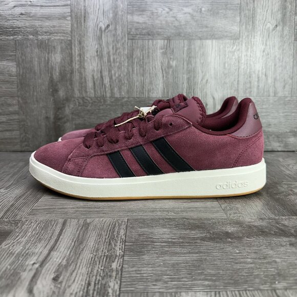 Adidas Grand Court Base 00 Men's size 9.5 Burgundy Suede Causal Shoes JQ6015 - Picture 2 of 8